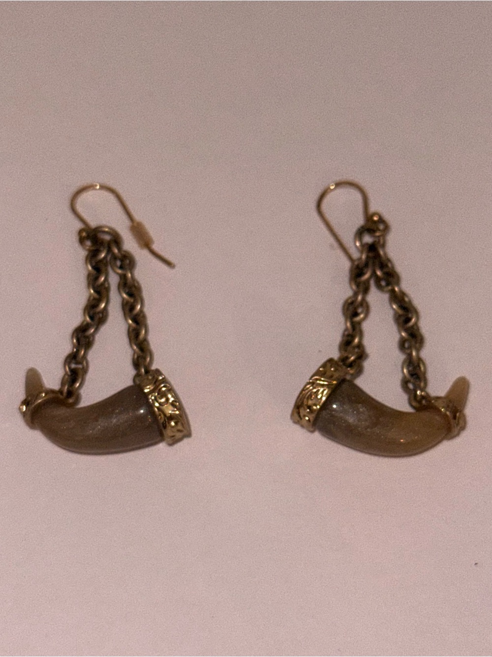 Lulu Frost Gold-Trimmed Brown Horn Drop Earrings